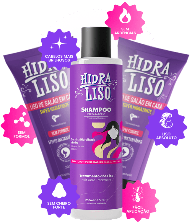 Linha Hidraliso com shampoo e destaques de benefícios